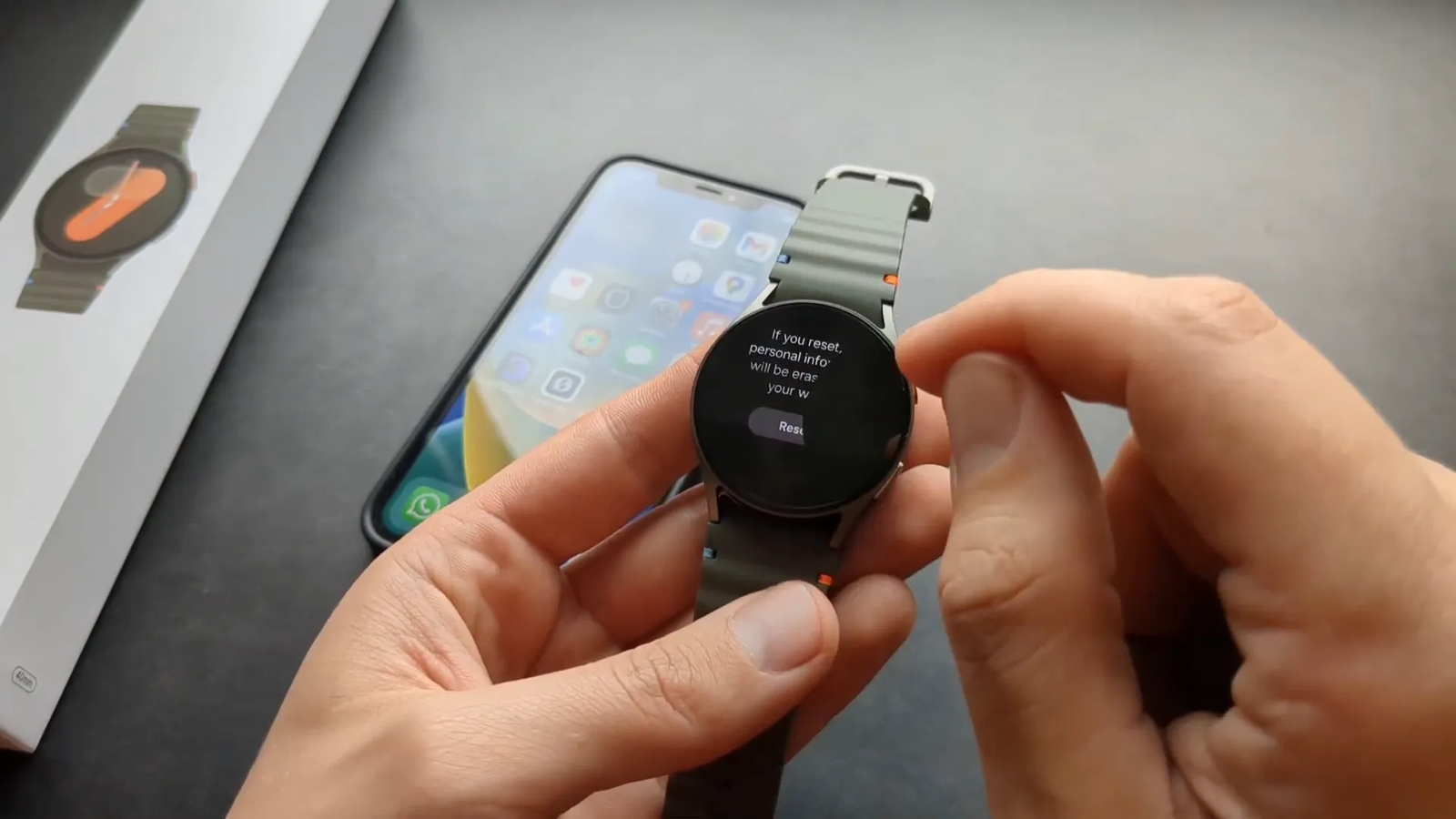 Galaxy Watch 7 settings showing factory reset option
