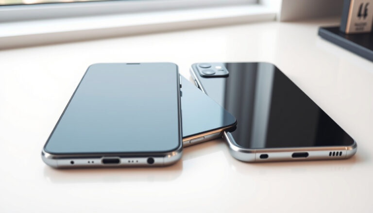 Two sleek smartphones side by side showing similar rounded premium design