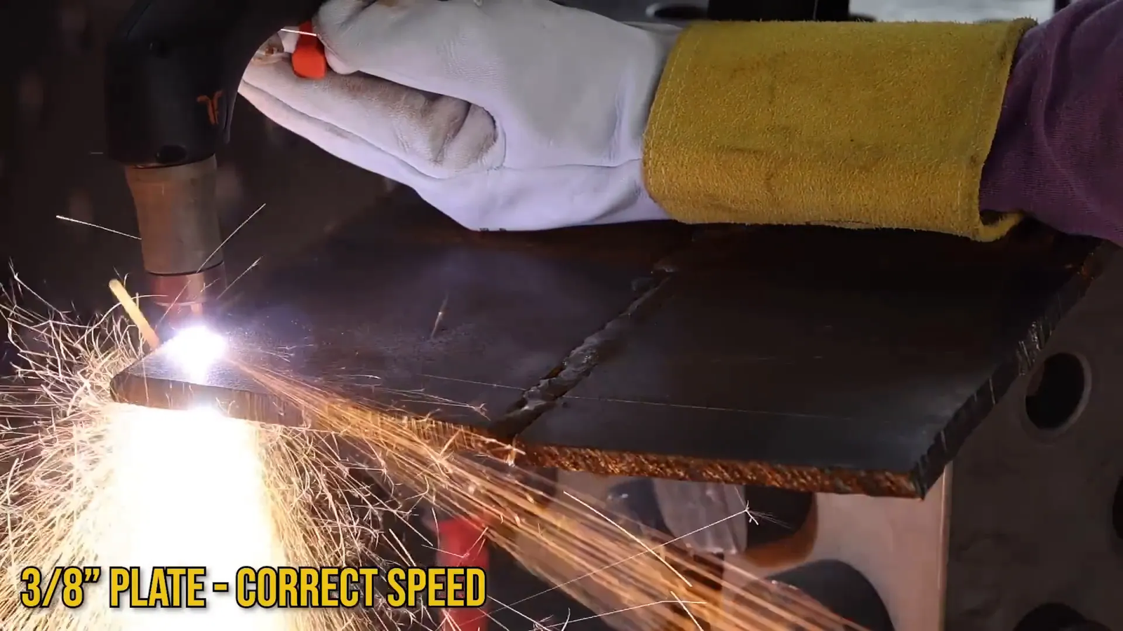 Plasma cutting 3/8 inch plate with steady hand and proper consumables