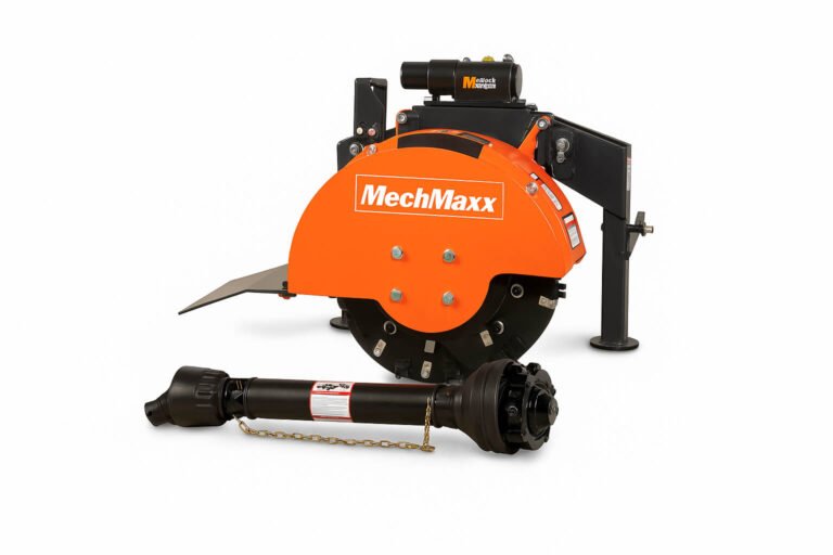 SG24 PTO stump grinder attached to tractor for efficient land clearing in 2025