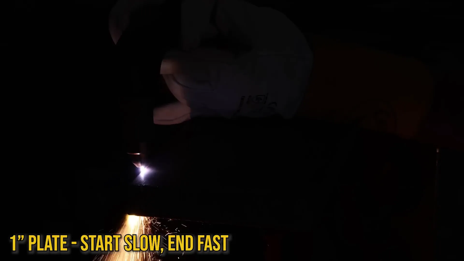 Cutting 1 inch thick plate with slow travel speed and steady torch