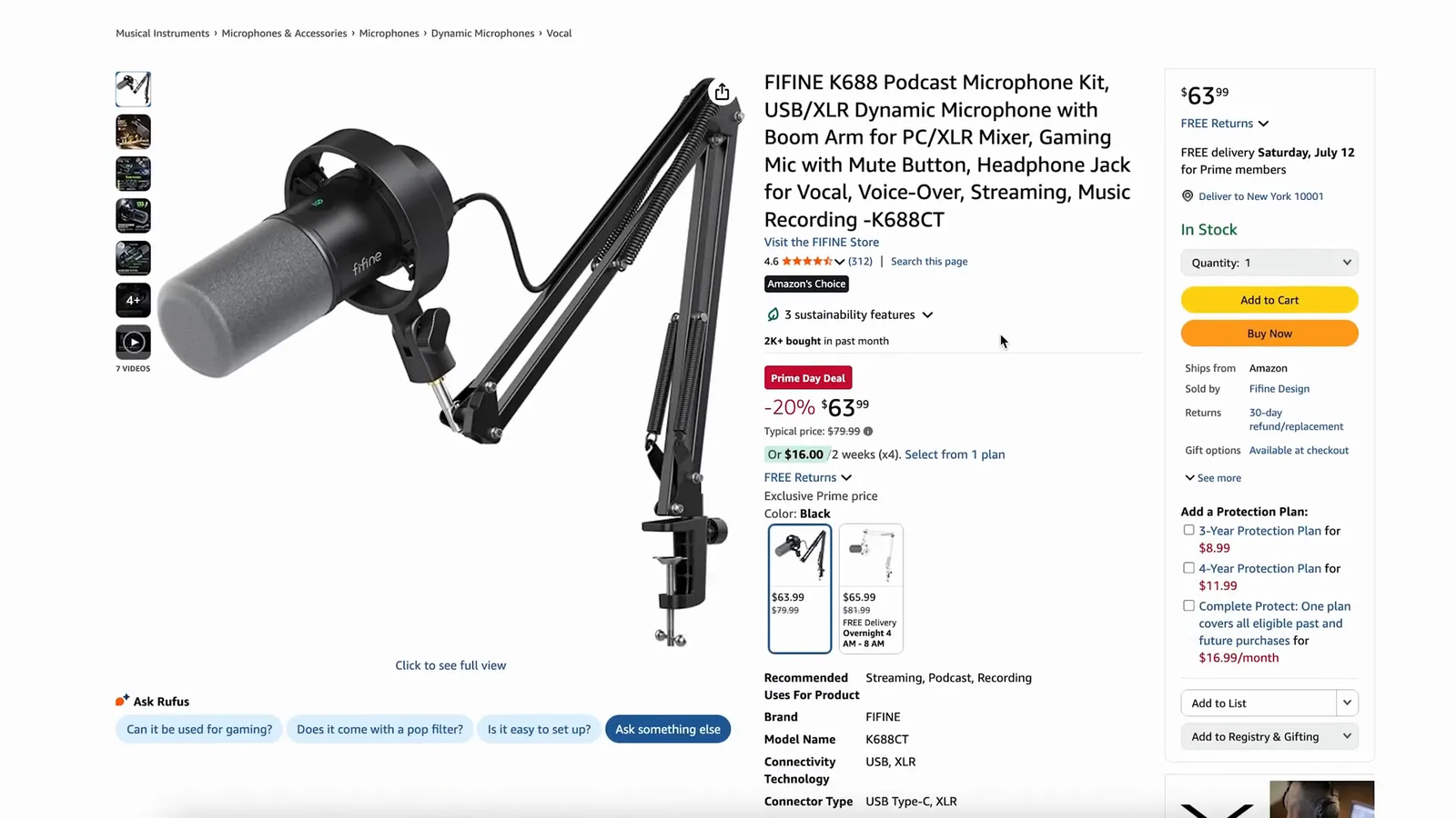 Fifine K688CT microphone with stand