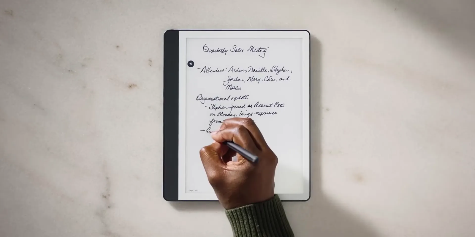 Kindle Scribe digital notebook with pen