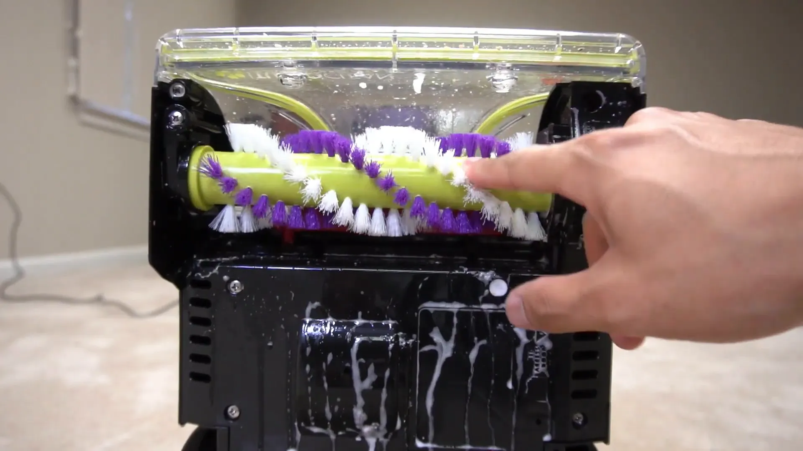 Close-up of bristles on the bottom of the Bissell TurboClean PowerBrush
