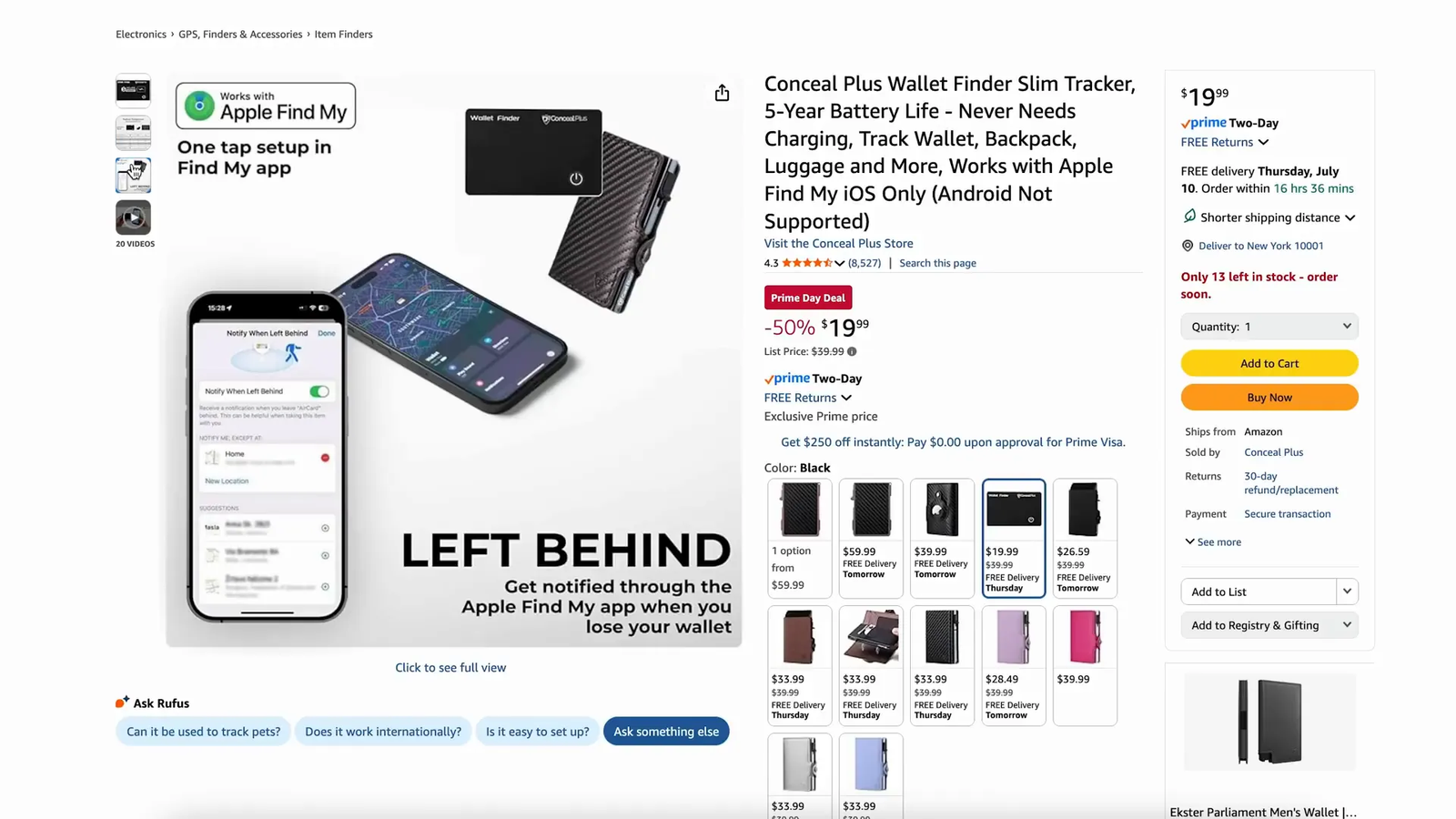 Super slim wallet tracker next to credit card