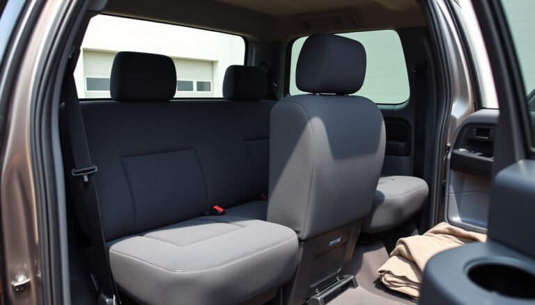 2005 Ford F150 interior with fitted protective seat covers on front and rear seats