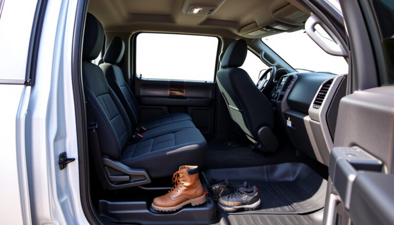 2015 Ford F-150 interior with fitted black seat covers protecting front and rear seats