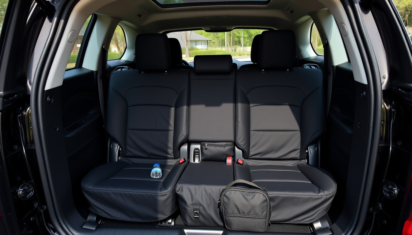 2017 Ford Escape interior with fitted black seat covers on front and rear seats