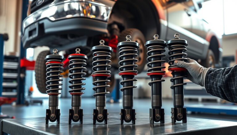 2002 Ford F-150 4x4 on a lift with new shock absorbers ready for suspension replacement