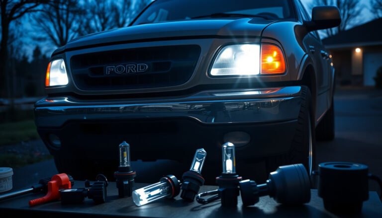 2005 Ford F-150 with bright LED headlights and fog lights after an upgrade