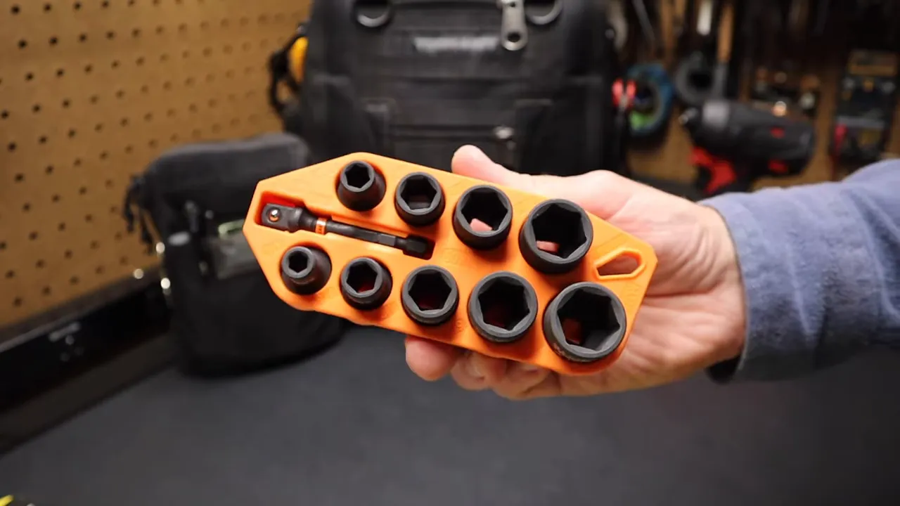 Final overview shot of the Klein 33809 grab-and-go impact socket set laid out from smallest to largest