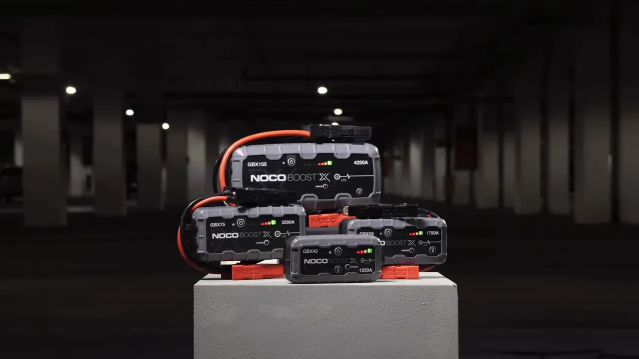 Selection of NOCO Boost models lined up from smallest to largest