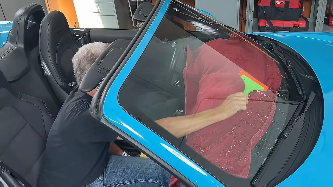 Finished windshield—clear and streak-free