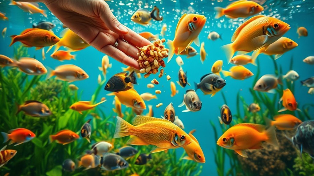 aquarium fish eating a balanced diet