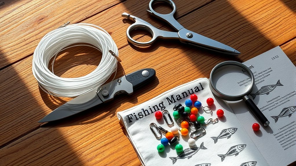 Fishing line and tools needed to tie a Blood Knot