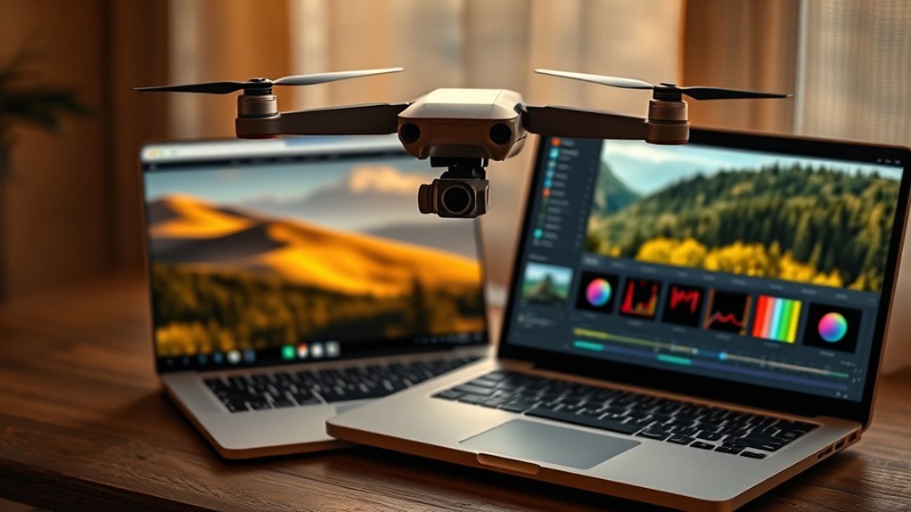 DaVinci Resolve interface for editing and color grading drone footage