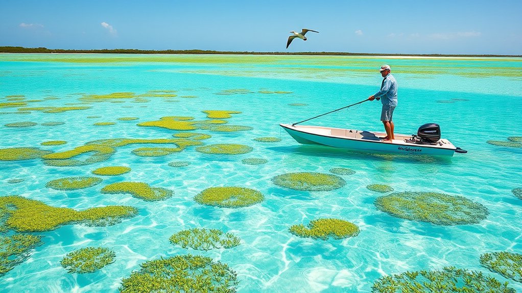 Seagrass, oyster structure, and shallow channels across a productive fishing flat