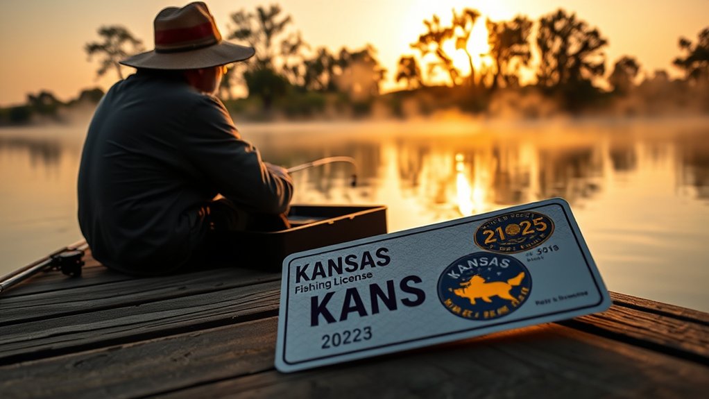 Angler fishing in a Kansas river
