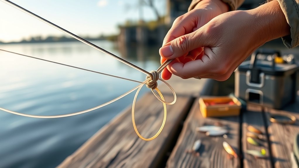 Blood Knot joining two sections of fishing line