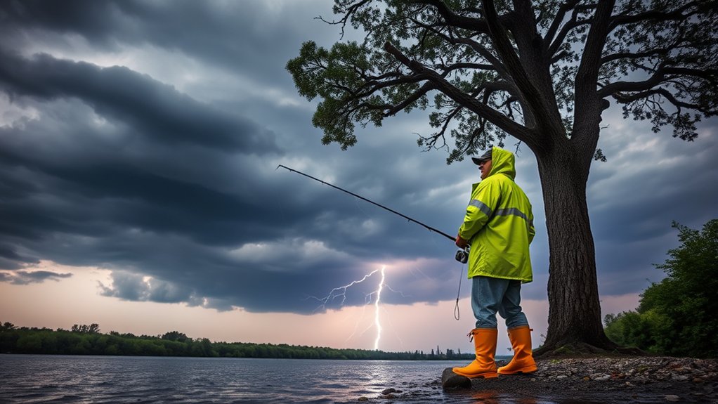 Lightning safety while fishing from a bank or wading area