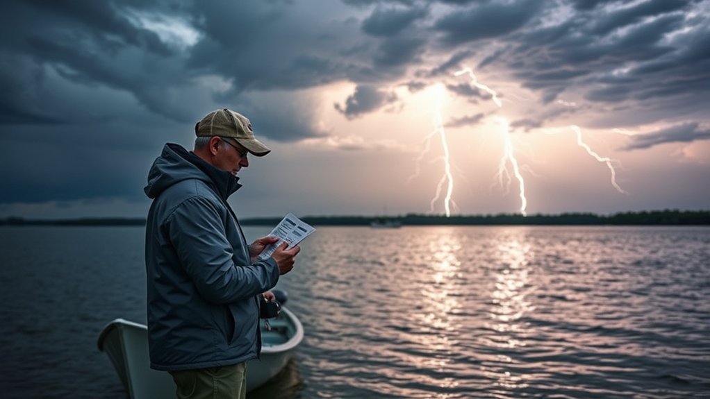 Lightning storm safety for anglers near open water