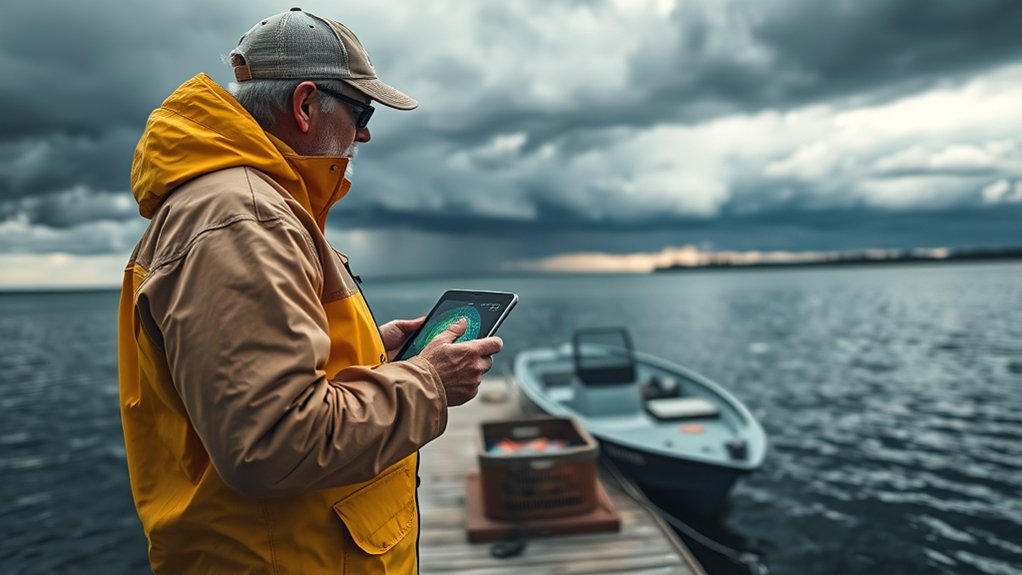 Monitoring weather before a fishing trip