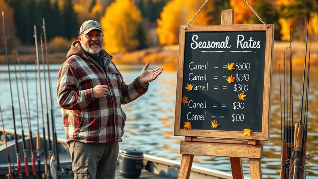 seasonal fishing trip pricing
