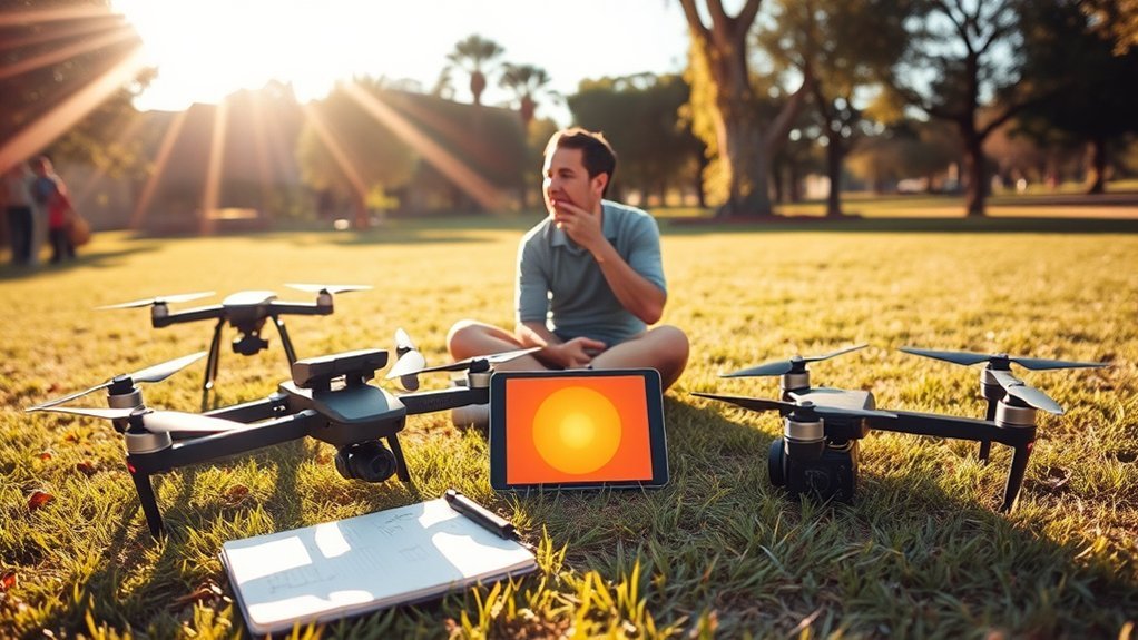 Sun position planning tools for drone photography