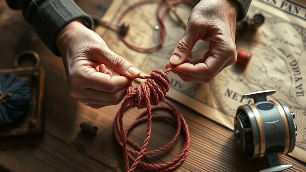 Traditional fishing line knot illustrating the Blood Knot or barrel knot