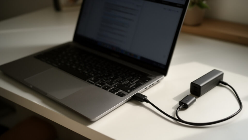 Unplugged laptop used normally during the discharge stage