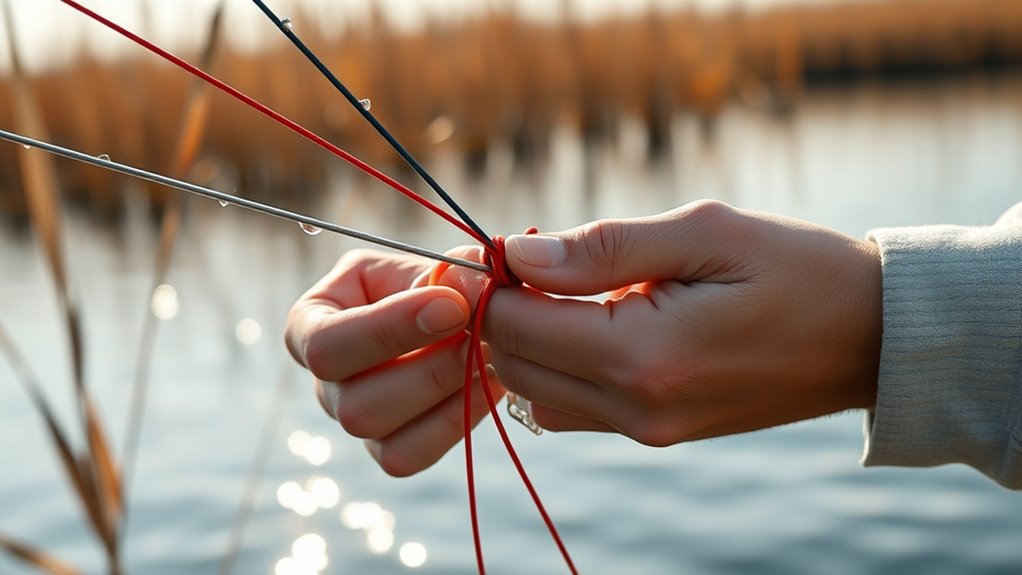 Finished Blood Knot connecting two fishing line sections