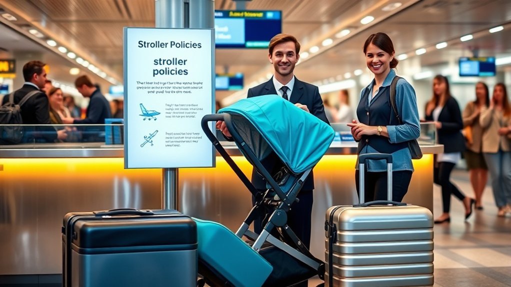 parent checking airline stroller policies before flying with a child