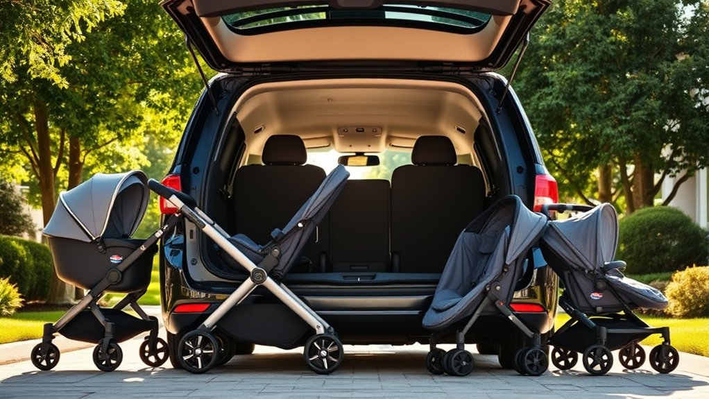 measuring vehicle trunk space before buying a double stroller