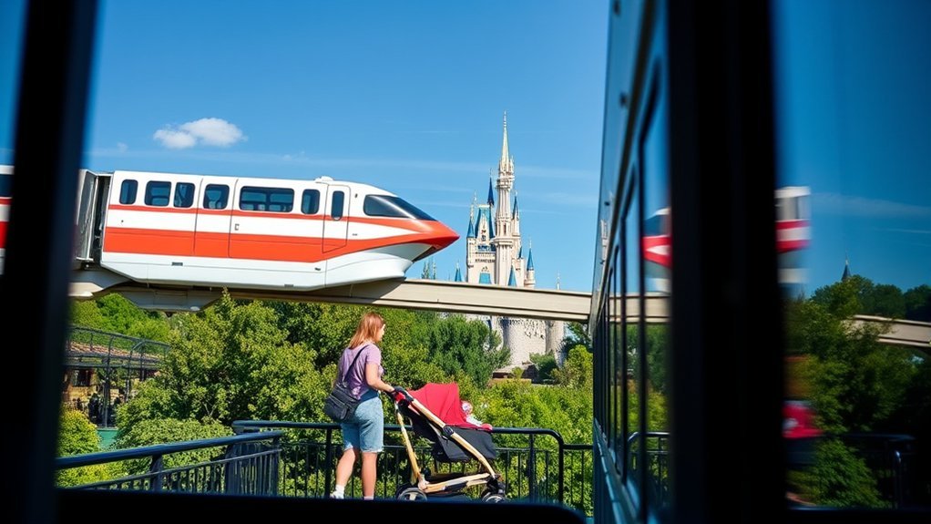 scenic views from the Disneyland Monorail near park attractions
