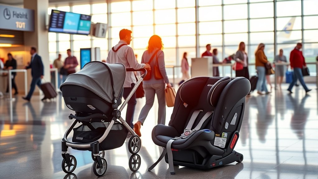FAA approved car seat used for child air travel