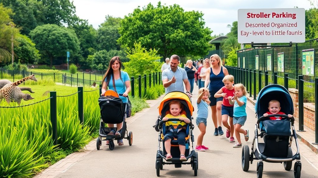 child comfort and convenience with a stroller at the zoo