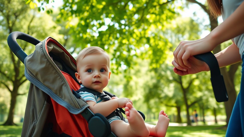 child showing readiness signs for using an umbrella stroller