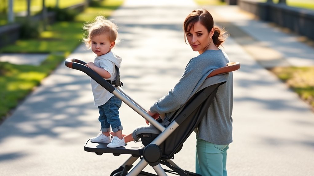 child safety features on a sit-and-stand stroller