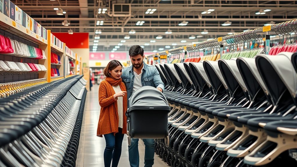 shopping for the right stroller in store