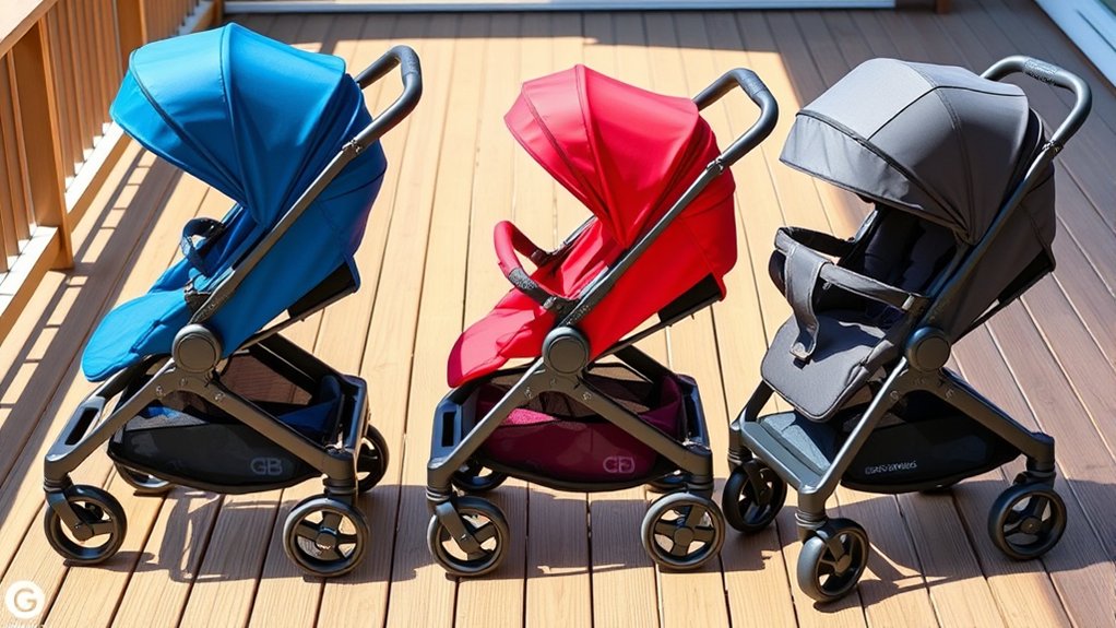 GB Pockit compact travel stroller options with different recline features