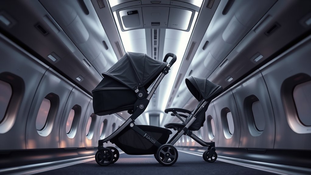compact travel stroller options for airplane overhead bins