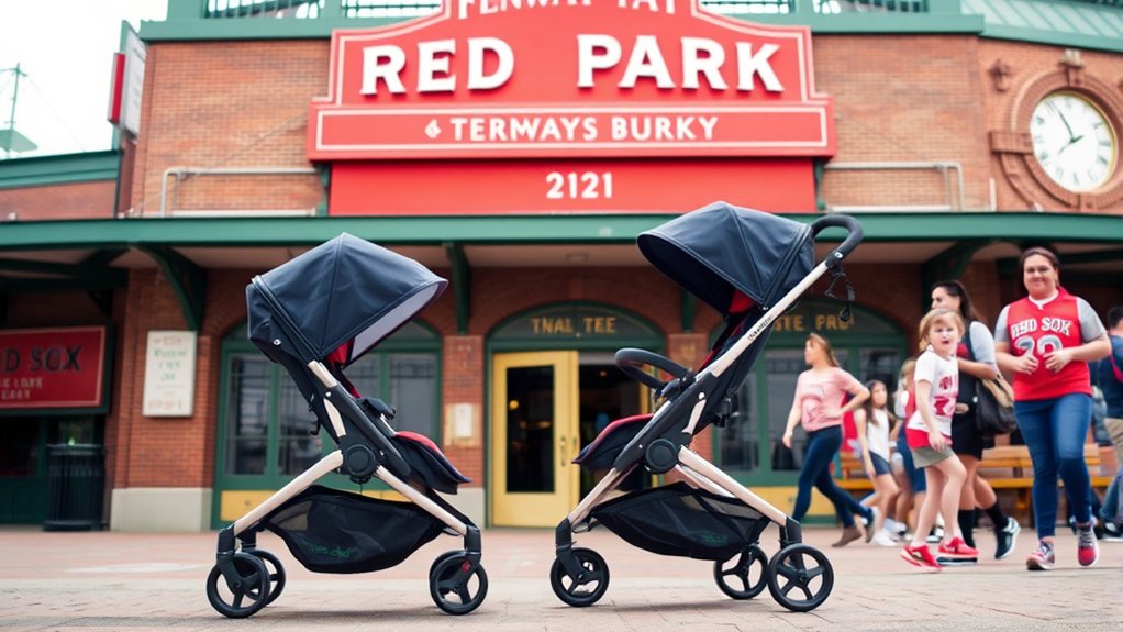 compact umbrella stroller recommended for game day at Fenway Park