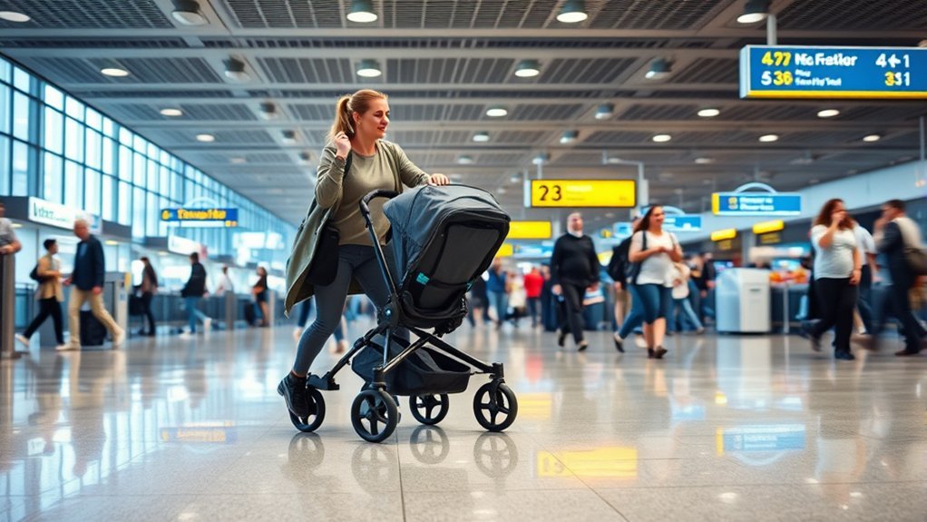 compact travel system for airport navigation with children