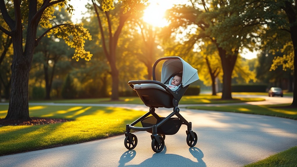 convenient car seat stroller setup for short newborn outings