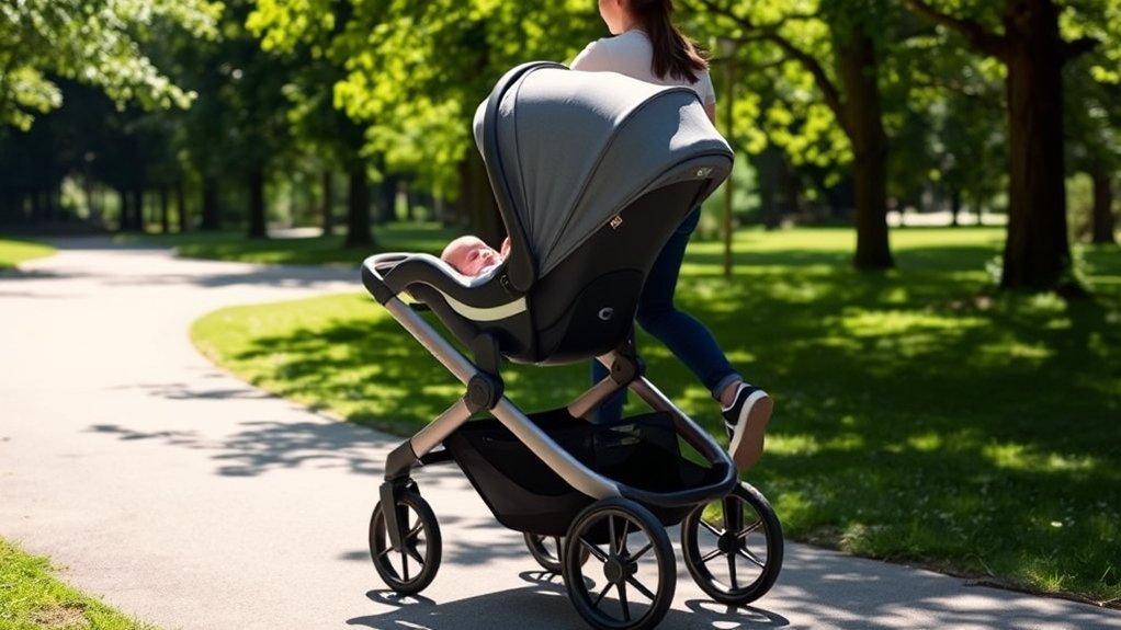 parent using a compatible car seat stroller for safe newborn travel