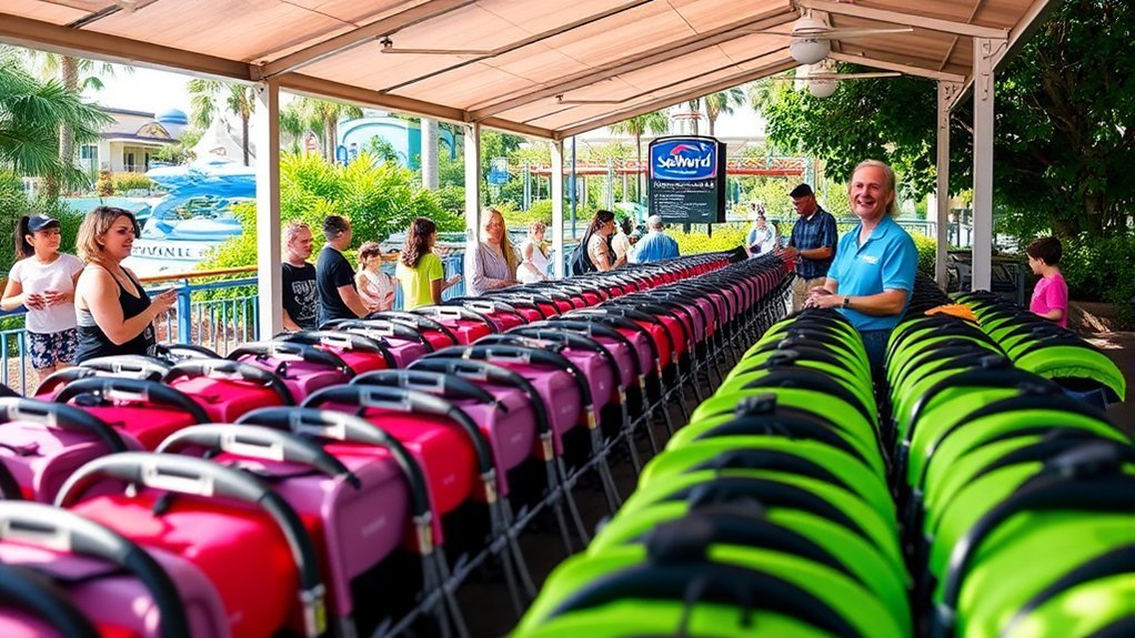 Convenient stroller rentals available for families at SeaWorld Orlando