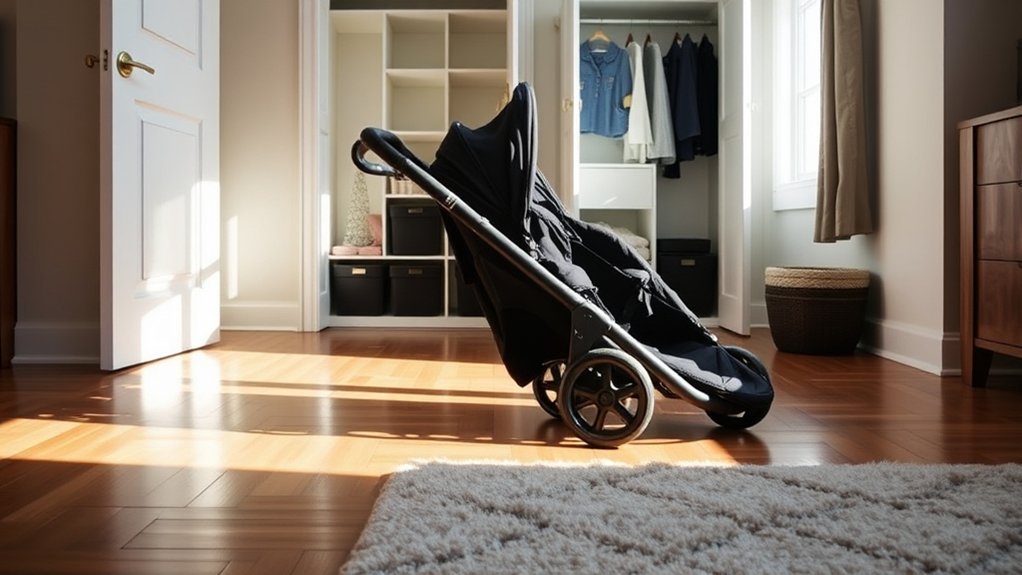 Convenient storage options after folding a Baby Trend stroller