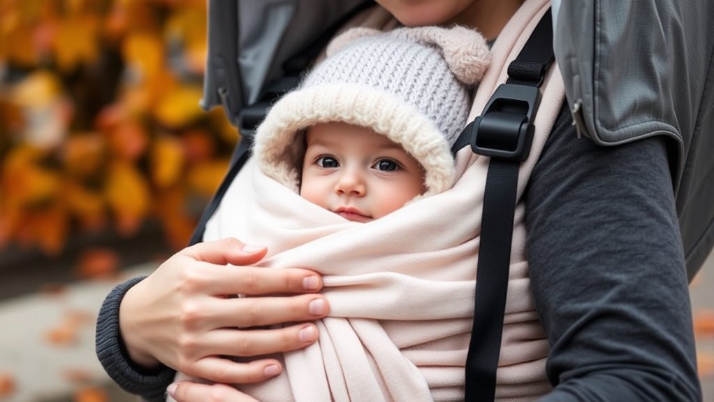 parent babywearing for cozy winter outings