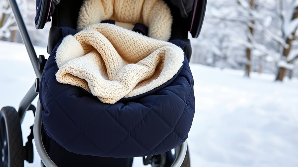 cozy stroller foot muff keeping baby warm in winter