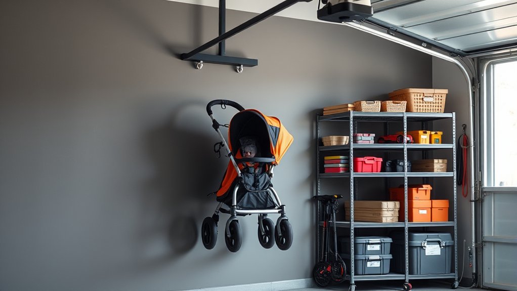 creative stroller storage solutions for a small garage